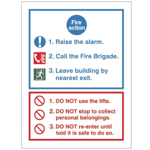 White Fire Action Notice 150mm Wide x 200mm High