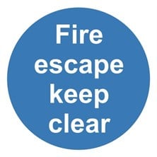 Fire Escape Keep Clear Sign Self Adhesive Vinyl Sticker 200mm x 200mm