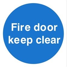 Fire Door Keep Clear Sign Self Adhesive Vinyl Sticker 100mm x 100mm