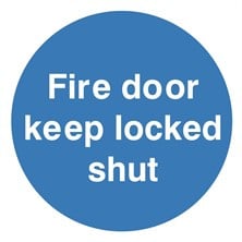 Fire Door Keep Locked Shut Sign Self Adhesive Vinyl Sticker 100mm x 100mm