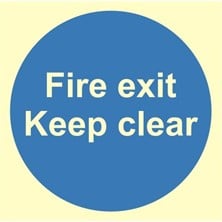 Luminous Fire Exit Keep Clear Sign Self Adhesive Vinyl Sticker 100mm x 100mm