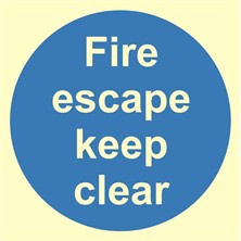 Luminous Fire Escape Keep Clear Sign Self Adhesive Vinyl Sticker 100mm x 100mm