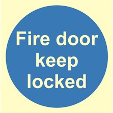 Luminous Fire Door Keep Locked Sign Self Adhesive Vinyl Sticker 100mm x 100mm