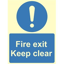 Luminous Fire Exit Keep Clear Sign Self Adhesive Vinyl Sticker 200mm x 300mm