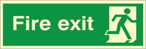 Luminous Self Adhesive Fire Exit Final Exit (No Arrow) Running Man Sign 300x100mm