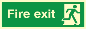 Luminous Self Adhesive Fire Exit Final Exit (No Arrow) Running Man Sign 400x150mm