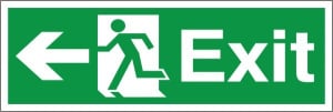 PVC Exit Left Running Man Sign 600x200mm