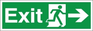 PVC Exit Right Running Man Sign 600x200mm