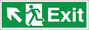 Self Adhesive PVC Exit Up & Left Running Man Sign 600x200mm