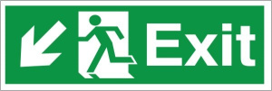Self Adhesive PVC Exit Down & Left Running Man Sign 600x200mm