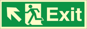 Luminous Self Adhesive PVC Exit Up & Left Running Man Sign 600x200mm