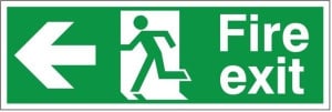 Self Adhesive Fire Exit Left Running Man Sign 600x200mm