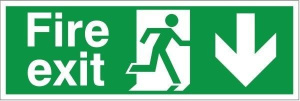 Self Adhesive Fire Exit Down Running Man Sign 600x200mm