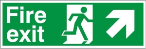 Self Adhesive Fire Exit Up & Right Running Man Sign 600x200mm