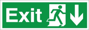 Self Adhesive Exit Down Running Man Sign 600x200mm