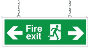 Double Sided Fire Exit Right & Left Foamex Running Man Sign 600x200mm