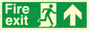 Luminous Double Sided Fire Exit Up/Forward Running Man Sign 400x150mm 
