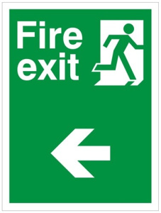 Non Slip Fire Exit Left Running Man Sign 450x600mm