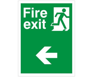 Non Slip Fire Exit Left Running Man Sign 300x400mm