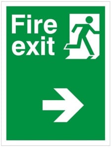 Non Slip Fire Exit Right Running Man Sign 300x400mm