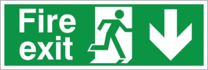 Foamex Fire Exit Down Running Man Sign 300x900mm