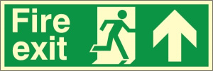Luminous Foamex Fire Exit Up/Forward Running Man Sign 300x900mm