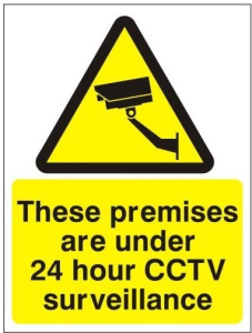White Rigid PVC These Premises Are Under 24 Hour CCTV Surveillance Sign 300mm Wide x 400mm High