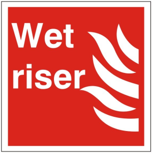 White Rigid PVC Wet Riser Sign 200mm Wide x 200mm High