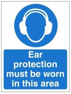 White Rigid PVC Ear Protection Must Be Worn In This Area Sign