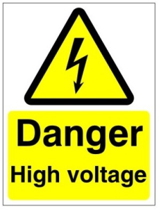 White Rigid PVC Danger High Voltage Sign Available In Various Sizes
