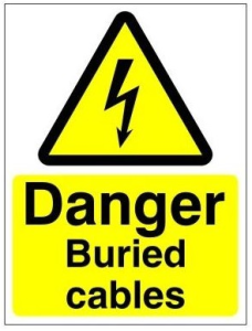 White Rigid PVC Danger Buried Cables Sign Available In Various Sizes