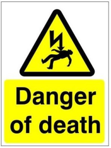 White Rigid PVC Danger Of Death Sign Available In Various Sizes