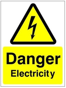 White Rigid PVC Danger Electricity Sign 150mm Wide x 200mm High
