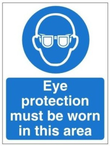 White Rigid PVC Eye Protection Must Be Worn In This Area Sign Available In Various Sizes