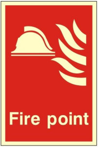 Luminuos Rigid PVC Fire Point Sign 150mm Wide x 200mm High