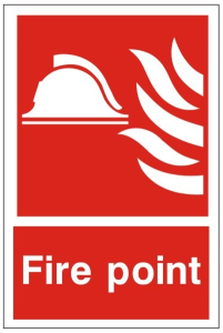 White Rigid PVC Fire Point Sign 200mm Wide x 300mm High