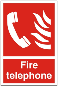 White Rigid PVC Fire Telephone Sign 200mm Wide x 300mm High