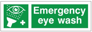 White Rigid PVC Emergency Eye Wash Sign 300mm Wide x 100mm High