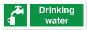 White Rigid PVC Drinking Water Sign 300mm Wide x 100mm High