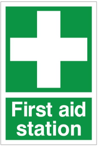 White Rigid PVC First Aid Station Sign 200mm Wide x 300mm High