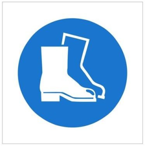 White Rigid PVC Protective Footwear Sign 200mm Wide x 200mm High