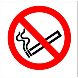 White Rigid PVC No Smoking Sign 100mm Wide x 100mm High