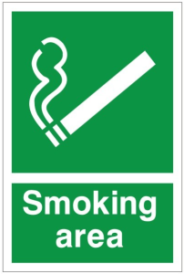 White Rigid PVC Smoking Area Sign 200mm Wide x 300mm High
