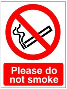 White Rigid PVC Please Do Not Smoke Sign 150mm Wide x 200mm High