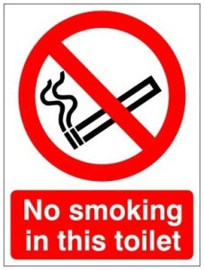 White Rigid PVC No Smoking In This Toilet Sign 150mm Wide x 200mm High