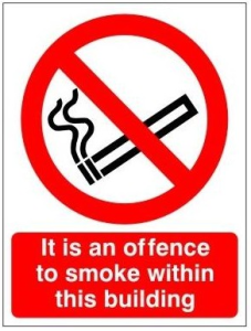 White Rigid PVC It Is An Offence To Smoke Within This Building Sign 150mm Wide x 200mm High