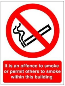 White Rigid PVC It Is An Offence To Smoke Or Permit Others To Smoke Within This Building Sign 150mm Wide x 200mm High