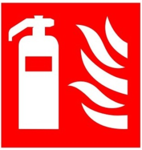 White Rigid PVC Fire Extinguisher Sign 100mm Wide x 100mm High