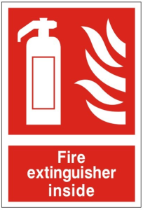 White Rigid PVC Fire Extinguisher Inside Sign 150mm Wide x 200mm High