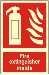 Luminous Rigid PVC Fire Extinguisher Inside Sign 150mm Wide x 200mm High